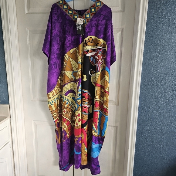 NWT Goddess by Winlar Kaftan Cover Up Long Dress Purple One size - Picture 2 of 11